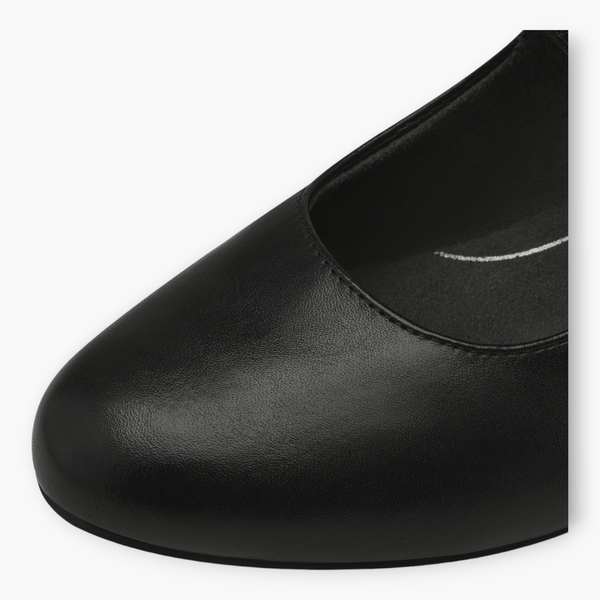 Jana Black Court Shoes with Velcro Strap and Block Heel - Leavys Shoes