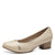 Jana Wide Fitting Light Gold Court Shoe with Cream Patent Detail