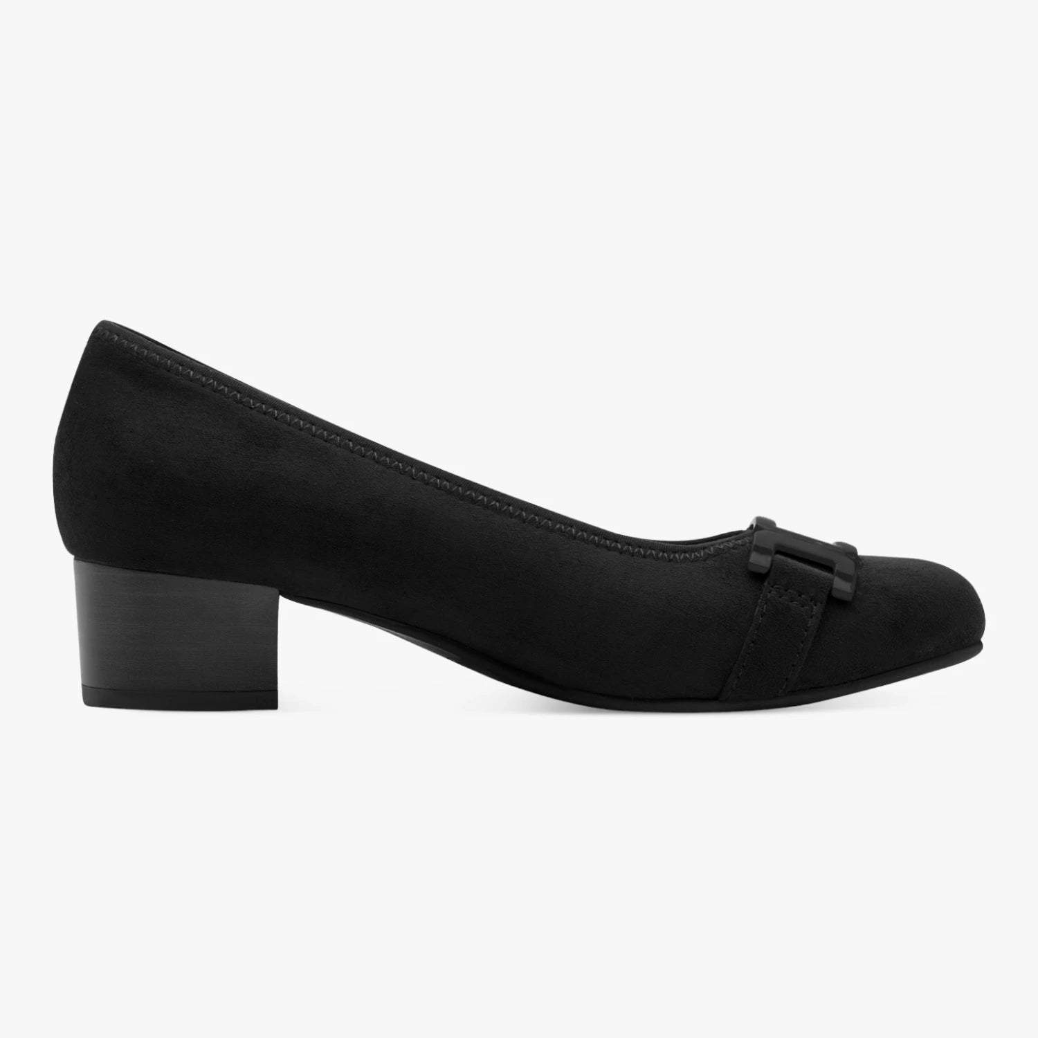 Jana Softline Black Wide Fit Block Heel Court Shoes