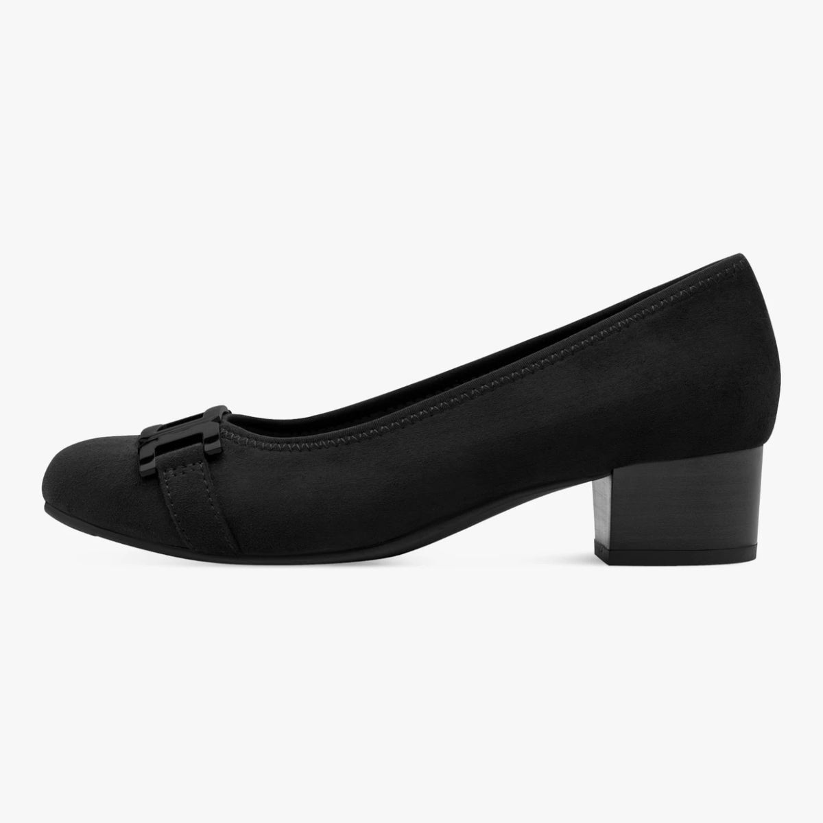 Jana Softline Black Wide Fit Block Heel Court Shoes