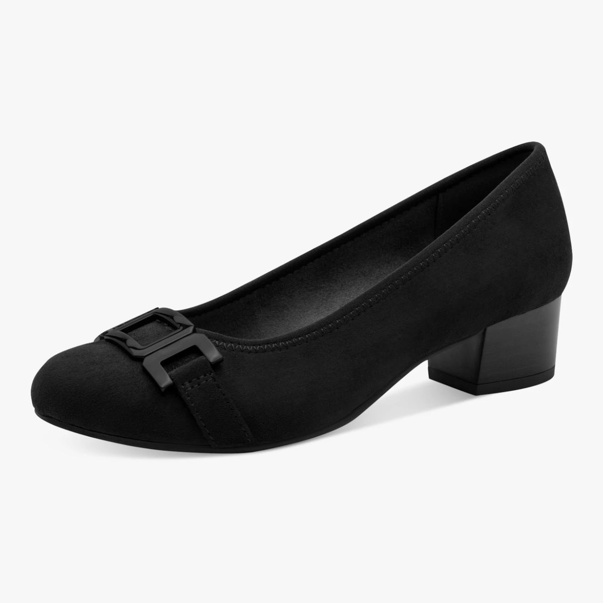 Jana Softline Black Wide Fit Block Heel Court Shoes