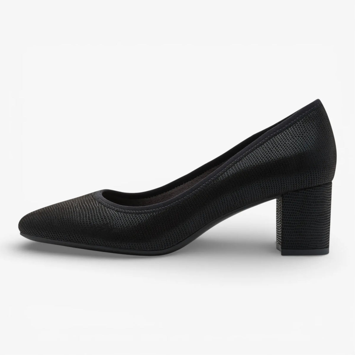 Jana Softline Black Metallic Court Shoe (Wide Fit H) – 8-22461-46 012