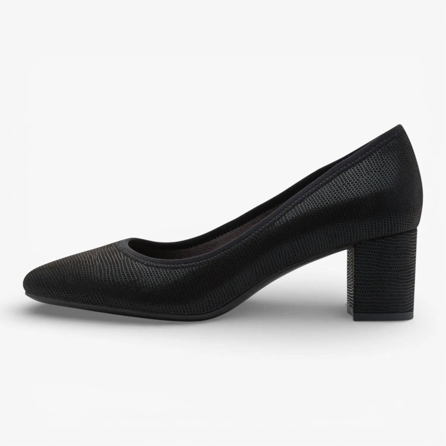Jana Softline Black Metallic Court Shoe (Wide Fit H) – 8-22461-46 012