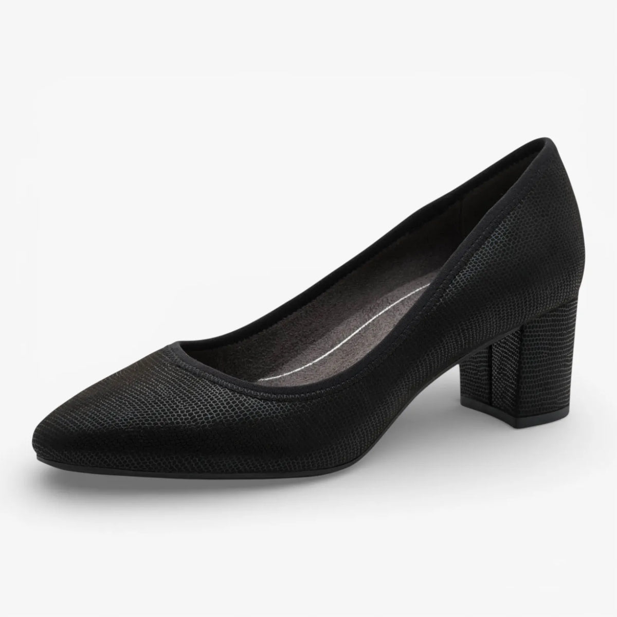 Jana Softline Black Metallic Court Shoe (Wide Fit H) – 8-22461-46 012