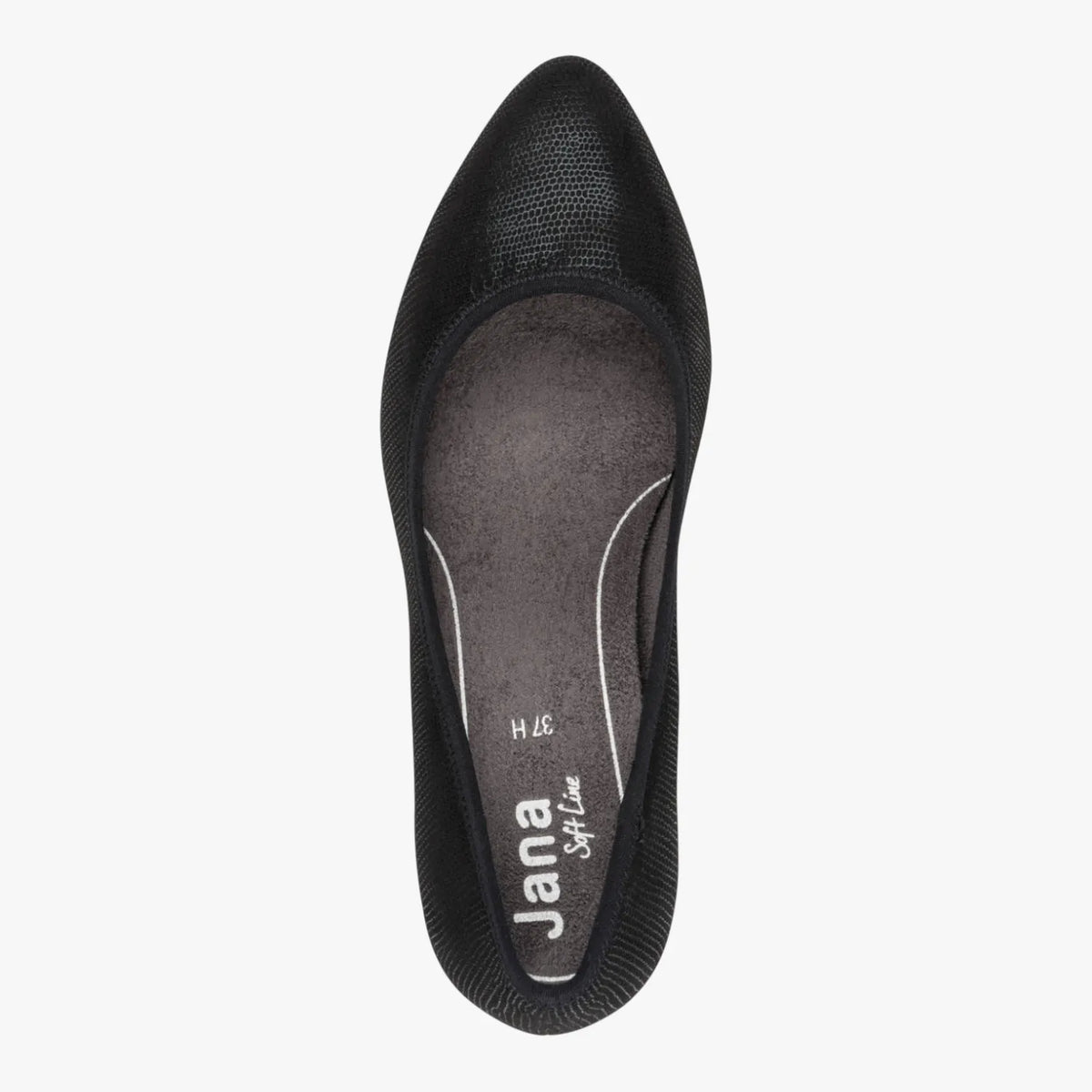 Jana Softline Black Metallic Court Shoe (Wide Fit H) – 8-22461-46 012