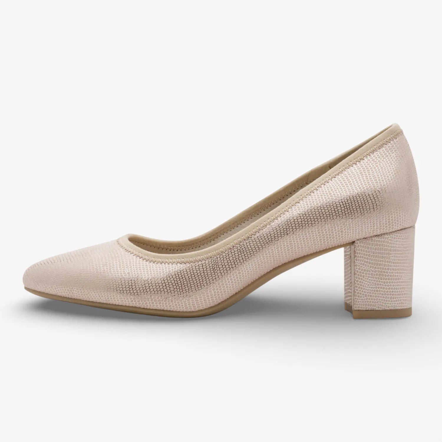 Jana Softline Beige Metallic Court Shoe (Wide Fit H) – 8-22461-46 496