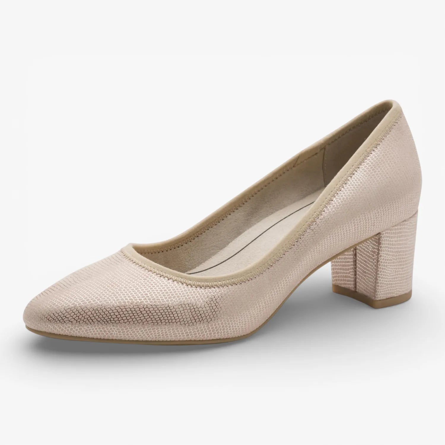 Jana Softline Beige Metallic Court Shoe (Wide Fit H) – 8-22461-46 496
