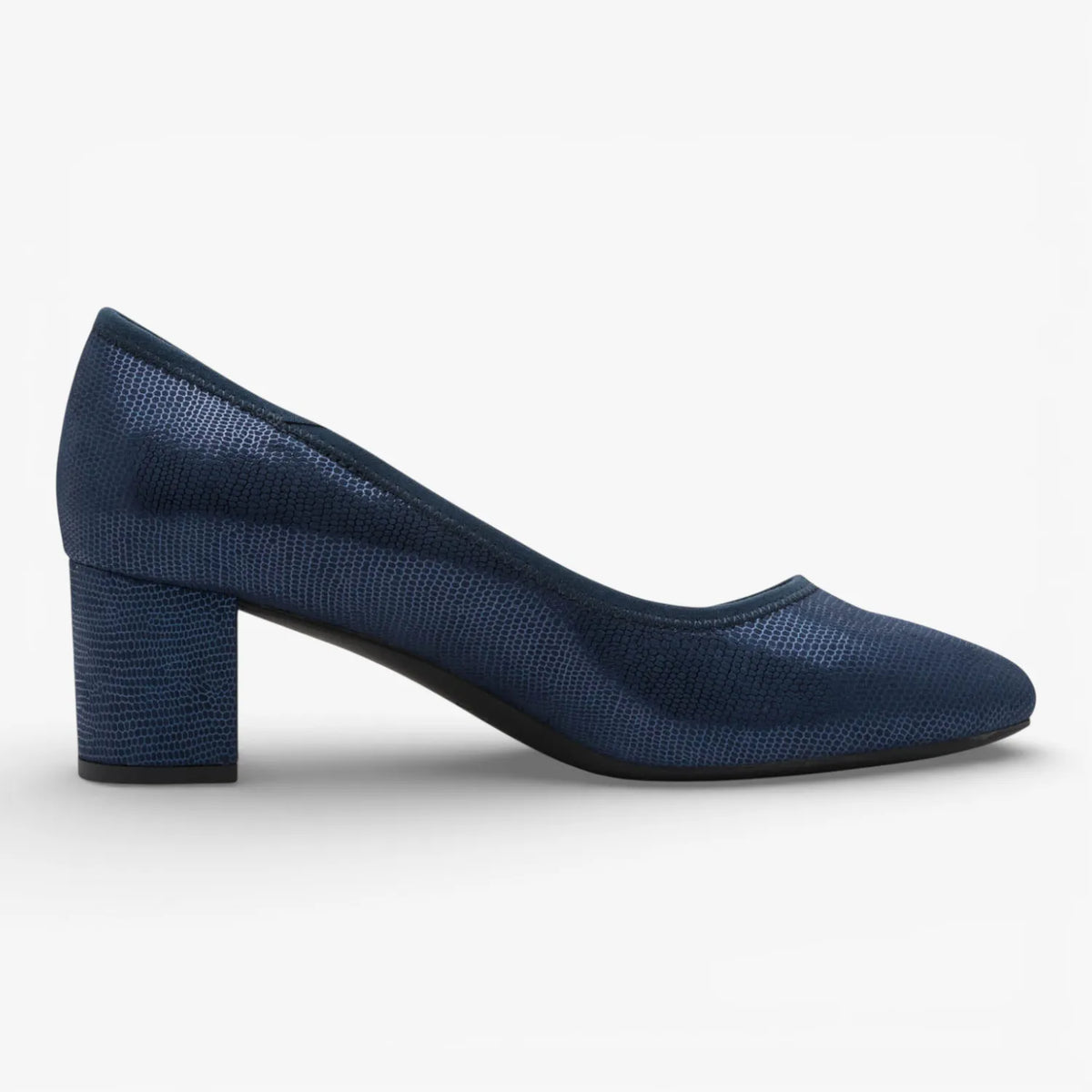 Jana Softline Navy Metallic Vegan Court Shoe (Wide Fit H)