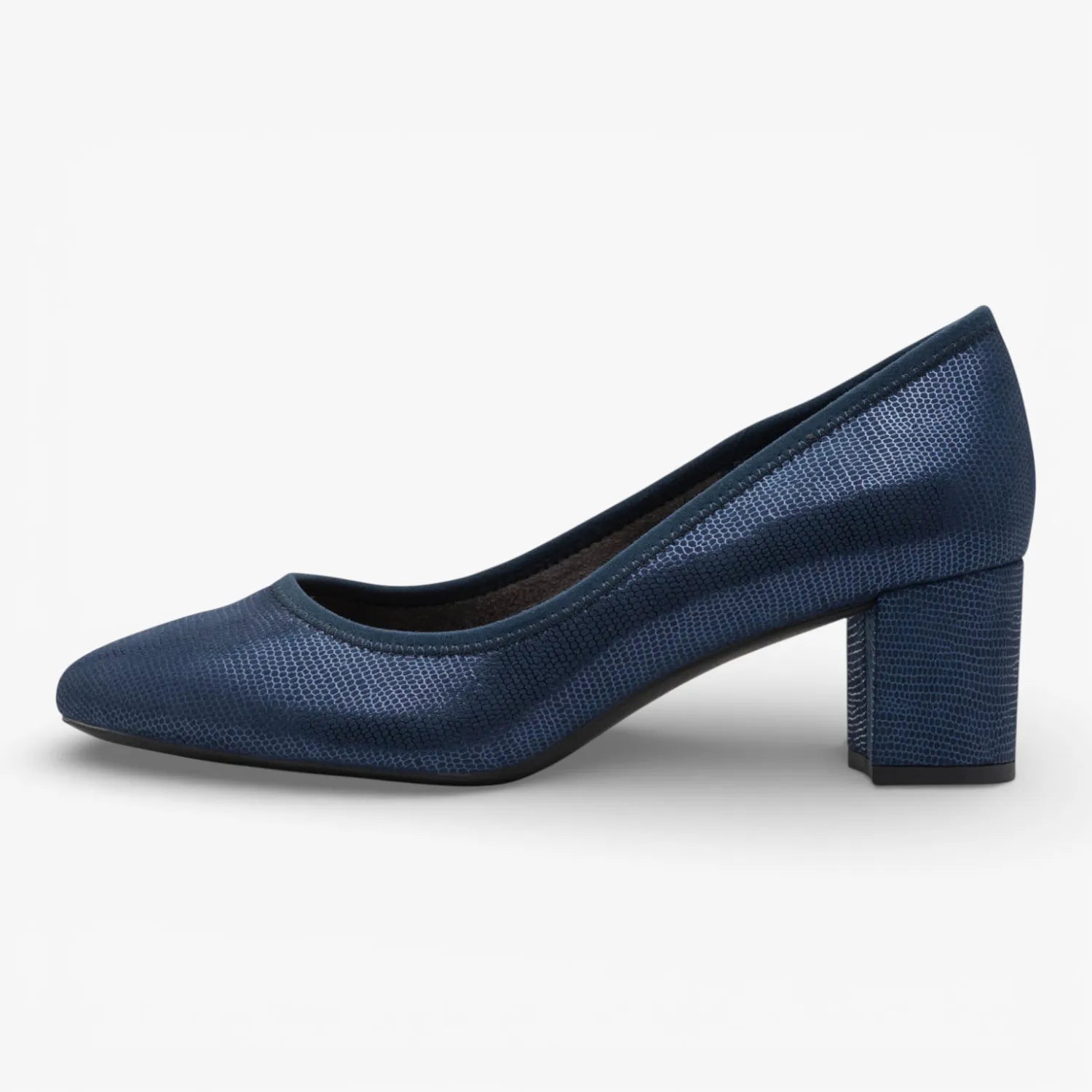 Jana Softline Navy Metallic Vegan Court Shoe (Wide Fit H)