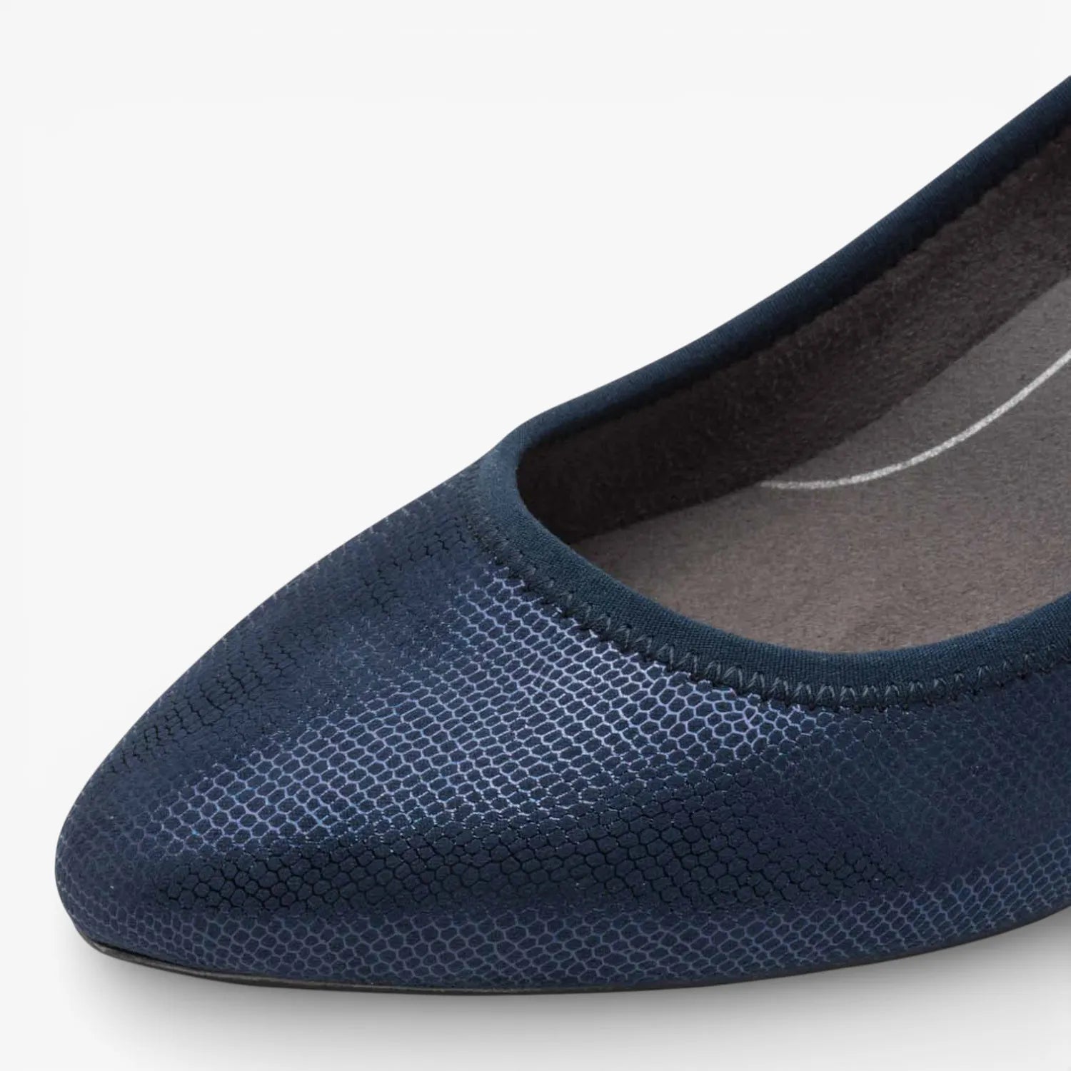 Jana Softline Navy Metallic Vegan Court Shoe (Wide Fit H)