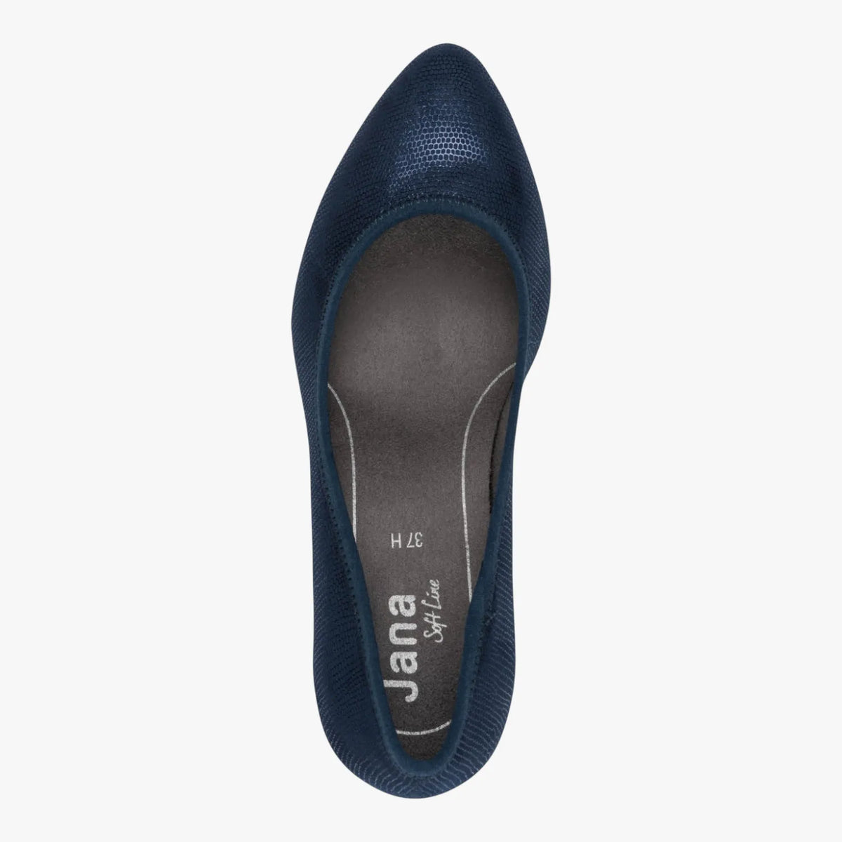 Jana Softline Navy Metallic Vegan Court Shoe (Wide Fit H)