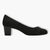 Black Vegan Suede Court Shoes with Block Heel & Strap Detail - Leavys Shoes