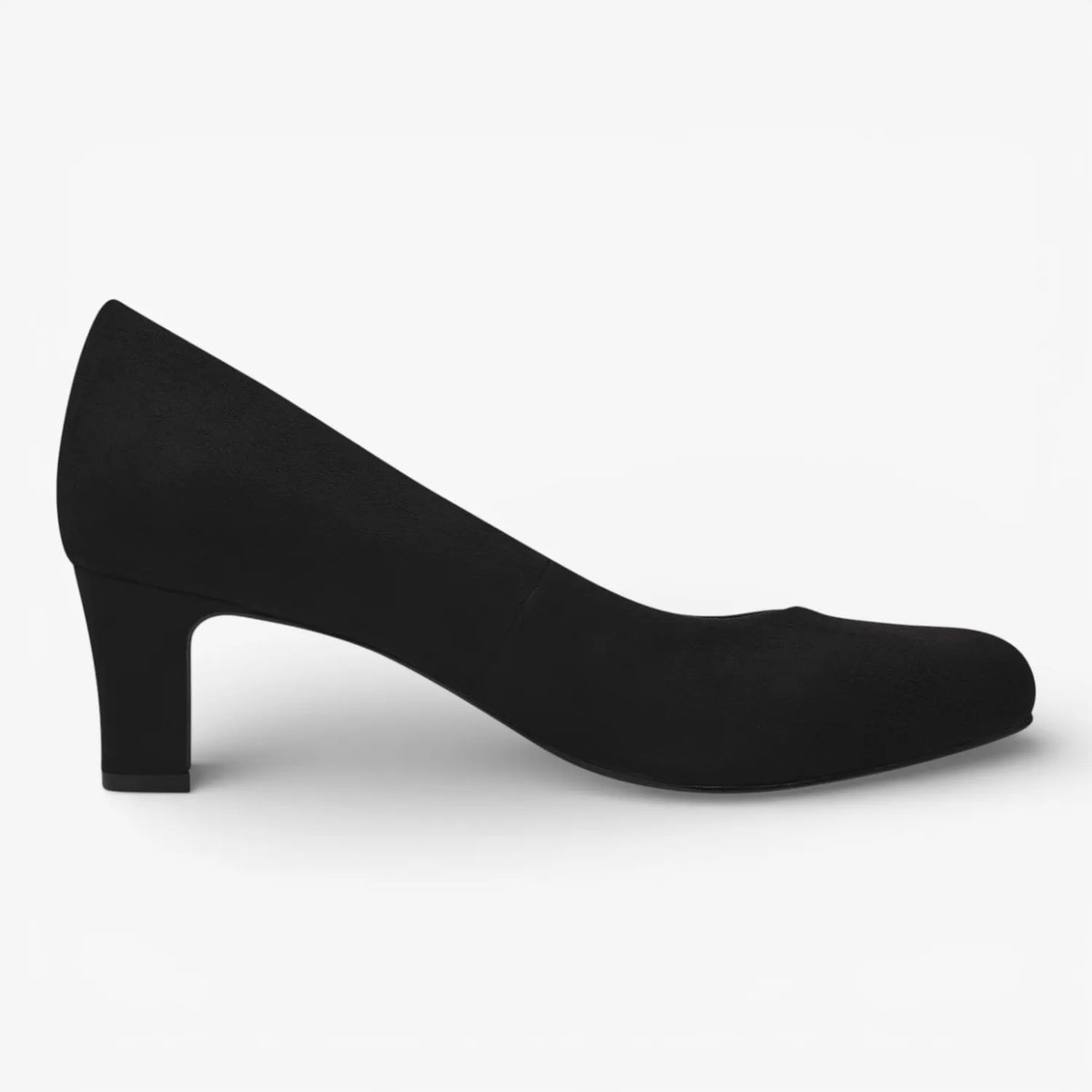 Jana Softline Black Vegan Court Shoe (Wide Fit H) – Block Heel 55 mm