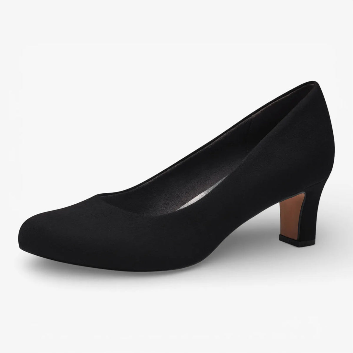 Jana Softline Black Vegan Court Shoe (Wide Fit H) – Block Heel 55 mm
