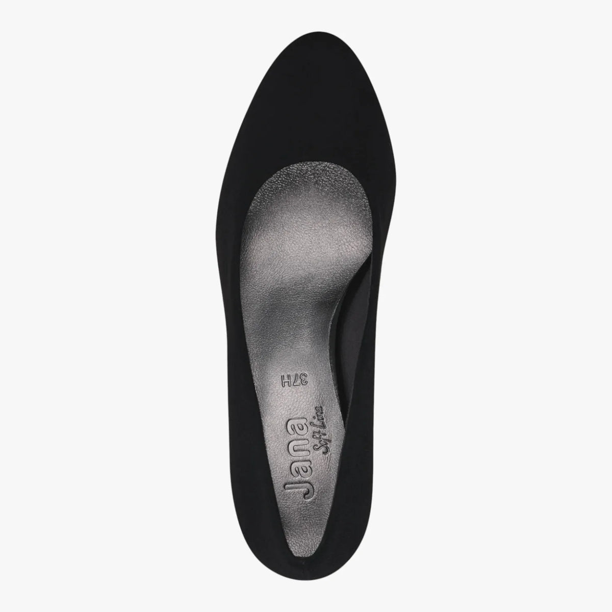 Jana Softline Black Vegan Court Shoe (Wide Fit H) – Block Heel 55 mm