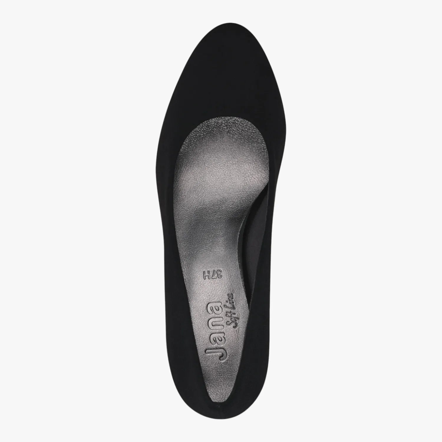 Jana Softline Black Vegan Court Shoe (Wide Fit H) – Block Heel 55 mm