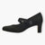 Jana Black Faux Suede Wide Fit Court Shoes with Velcro Strap - Leavys Shoes