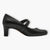 Black Vegan Court Shoes with Block Heel & Cross Strap