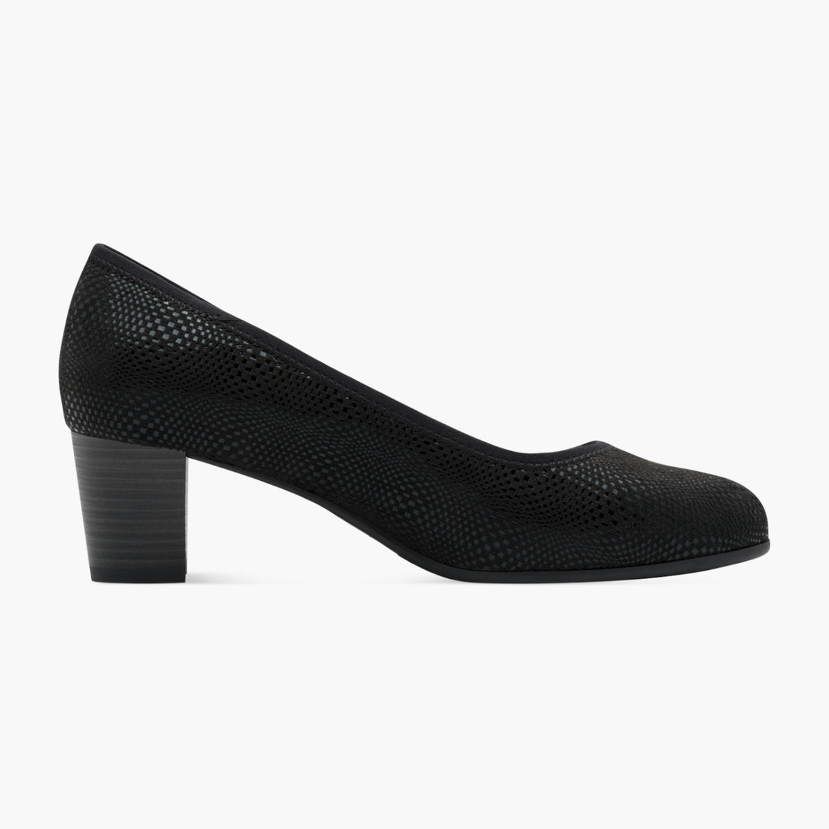 Jana Black Vegan Court Shoe with Block Heel - Leavys Shoes