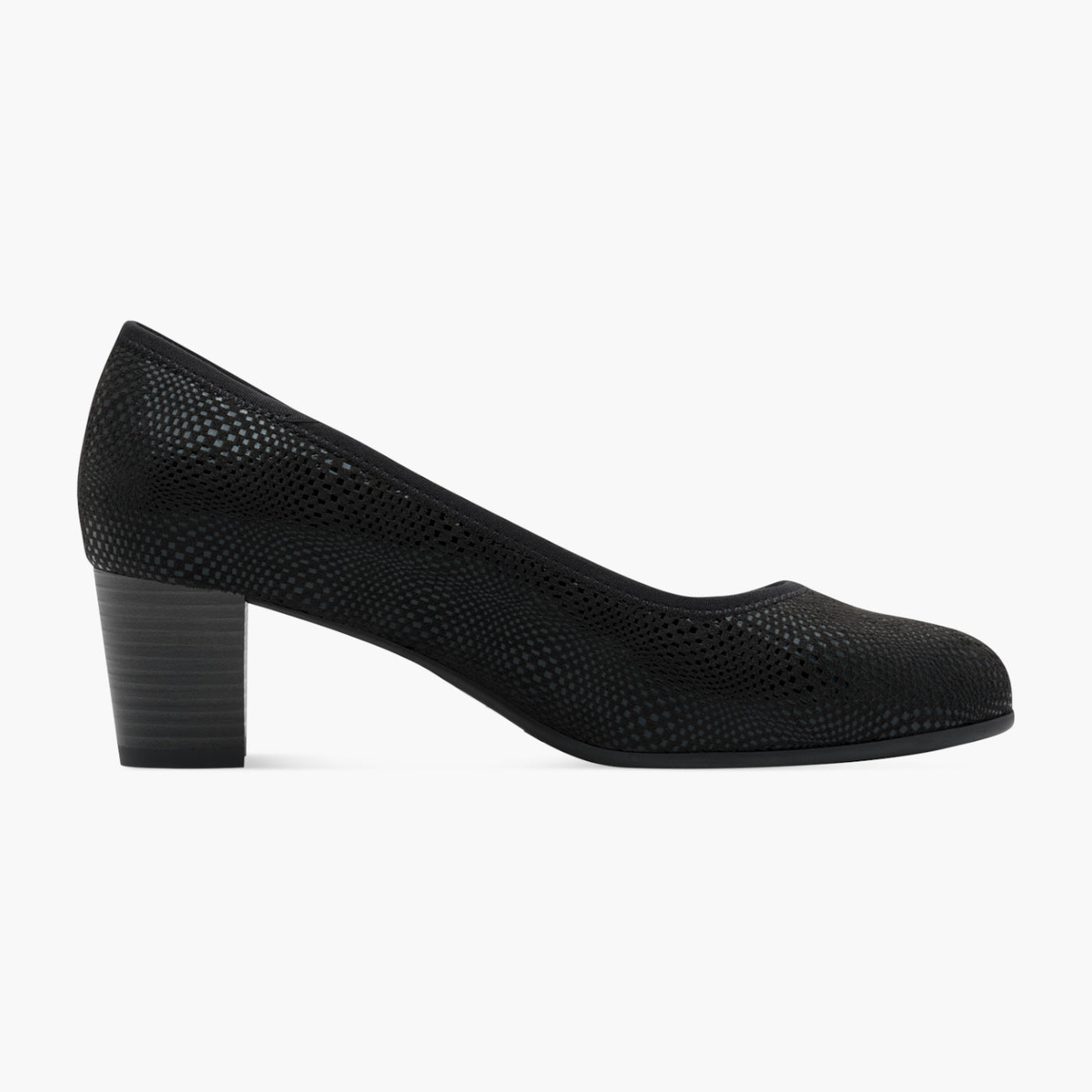 Jana Black Vegan Court Shoe with Block Heel
