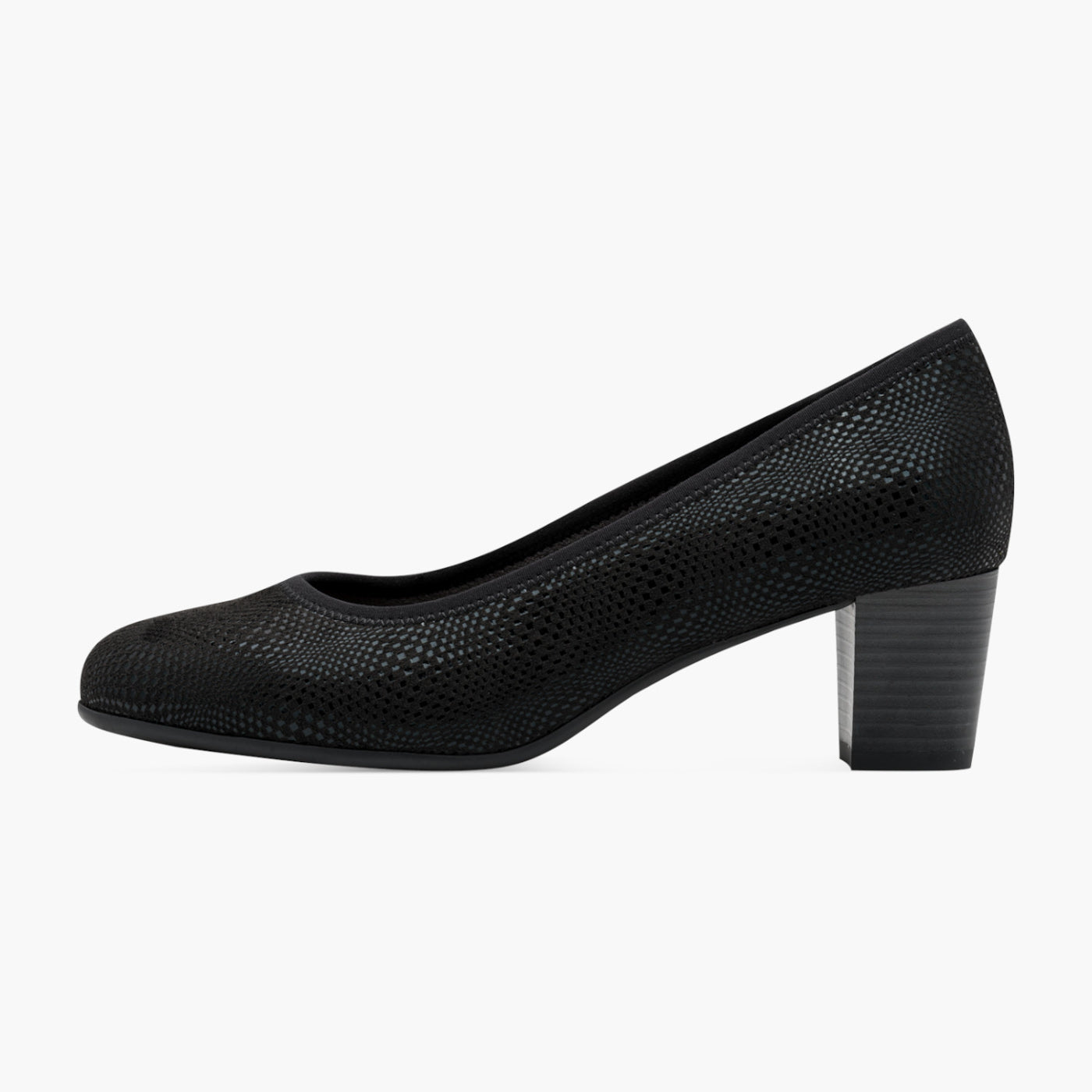 Jana Black Vegan Court Shoe with Block Heel