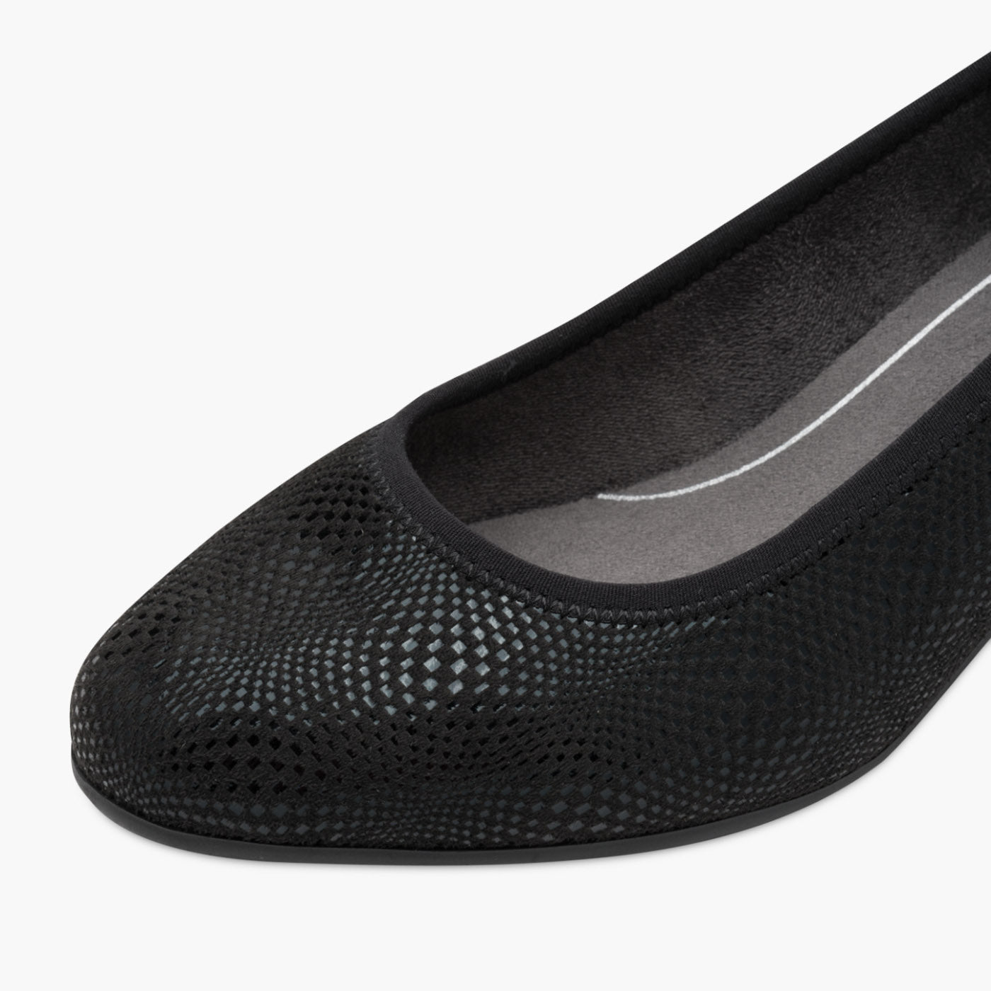 Jana Black Vegan Court Shoe with Block Heel
