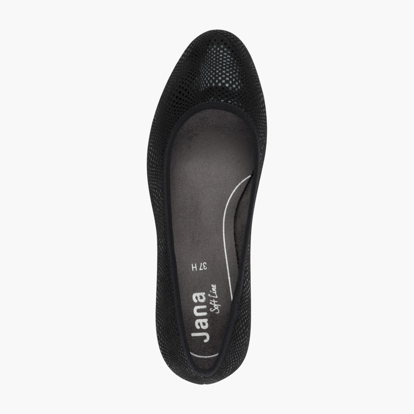 Jana Black Vegan Court Shoe with Block Heel