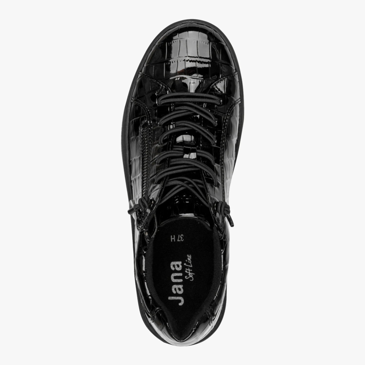 Jana Softline Black Croc Wide Fit Trainers