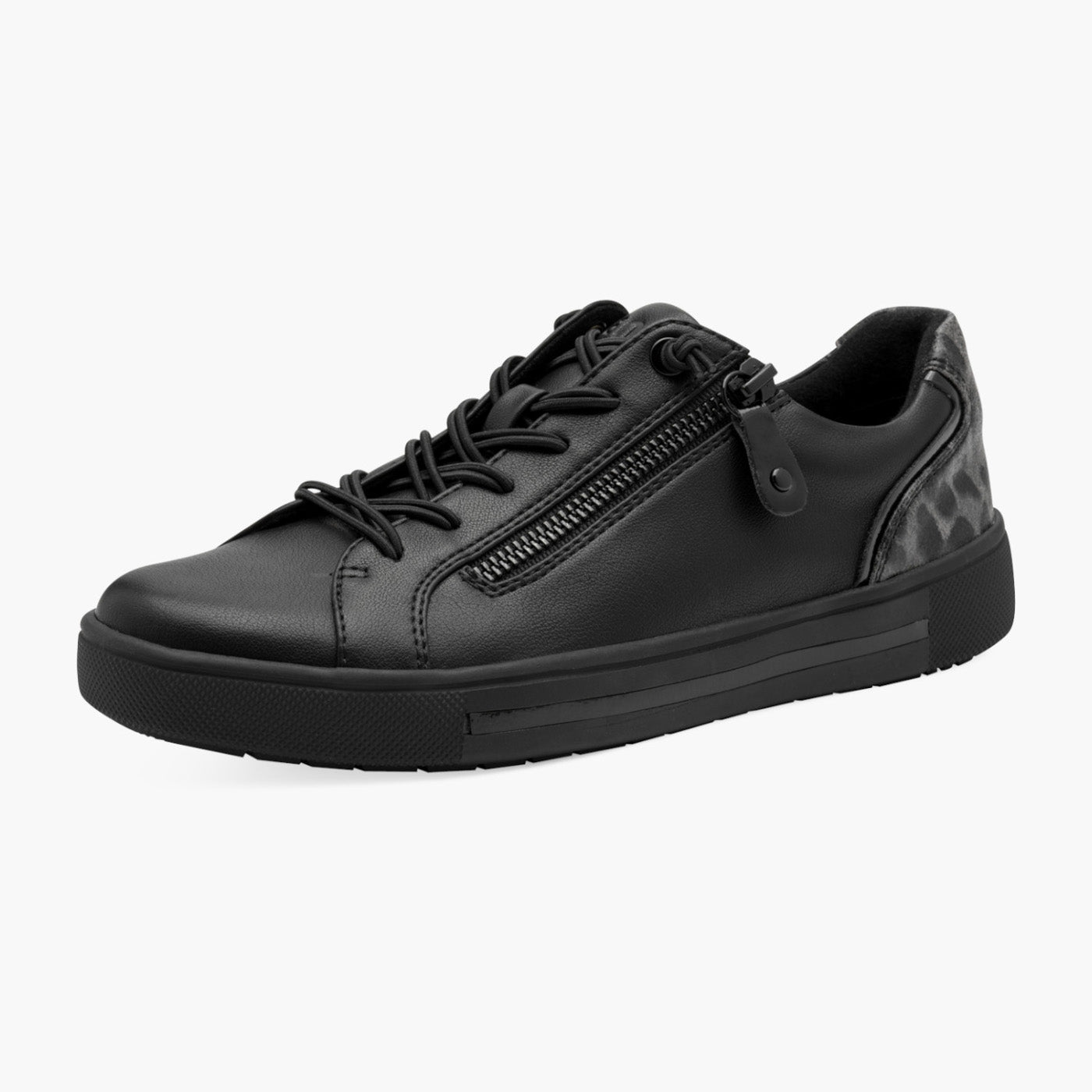 Jana Women's Black Vegan Zip Trainers with Elastic Laces - Leavys Shoes