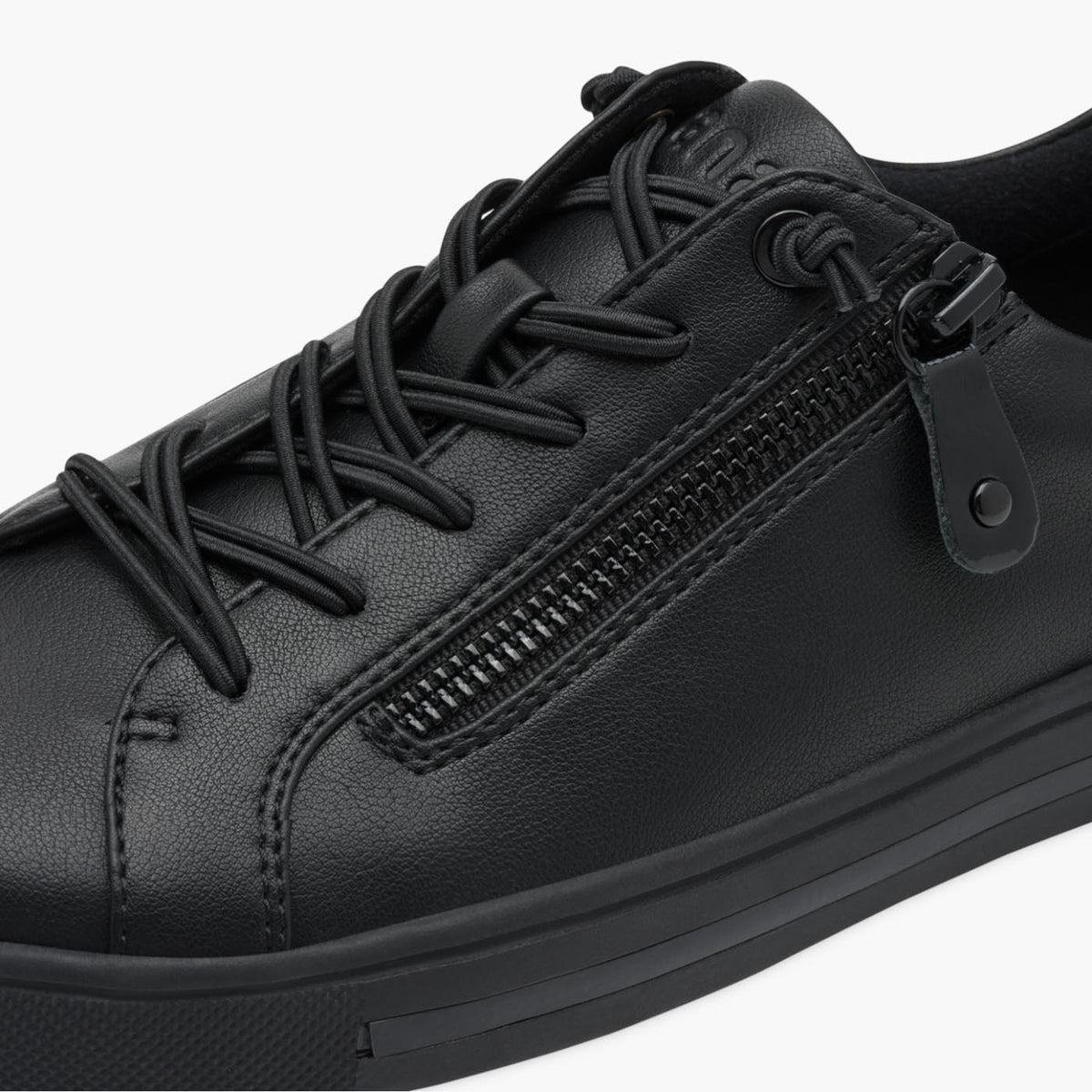 Jana Women's Black Vegan Zip Trainers with Elastic Laces - Leavys Shoes