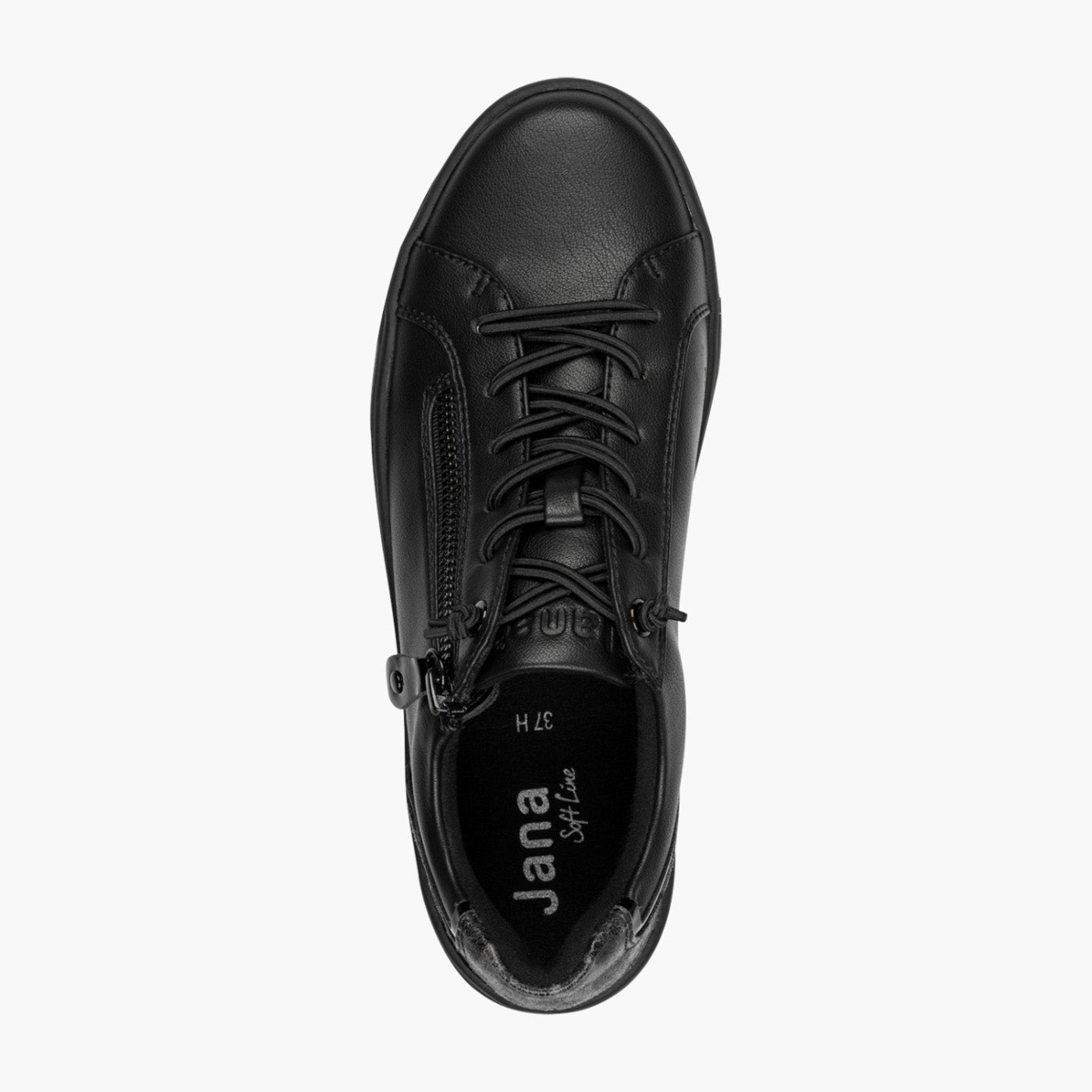 Jana Women's Black Vegan Zip Trainers with Elastic Laces - Leavys Shoes
