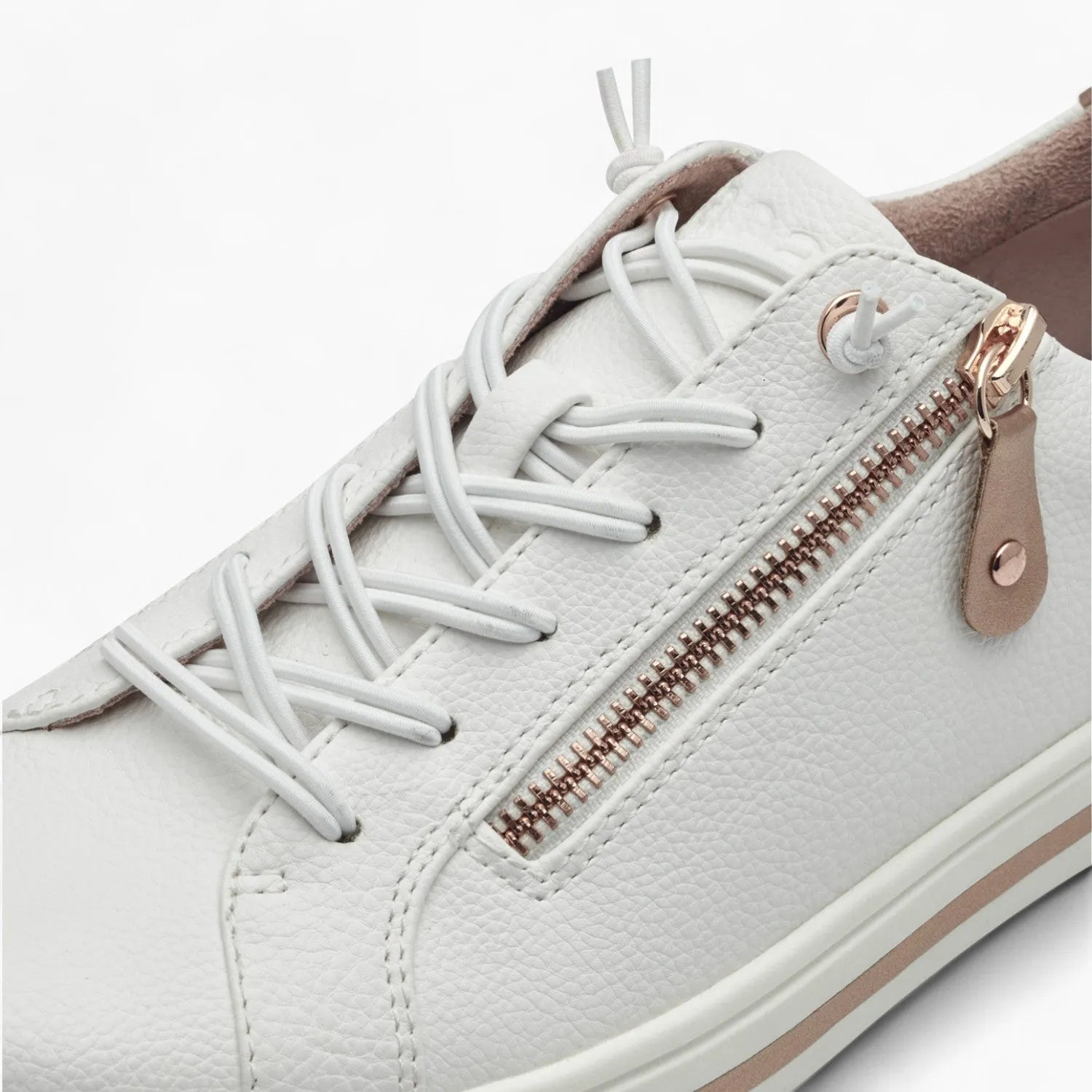 Jana Softline White Runner – Wide Fit & Rose Gold Accents - Leavys Shoes