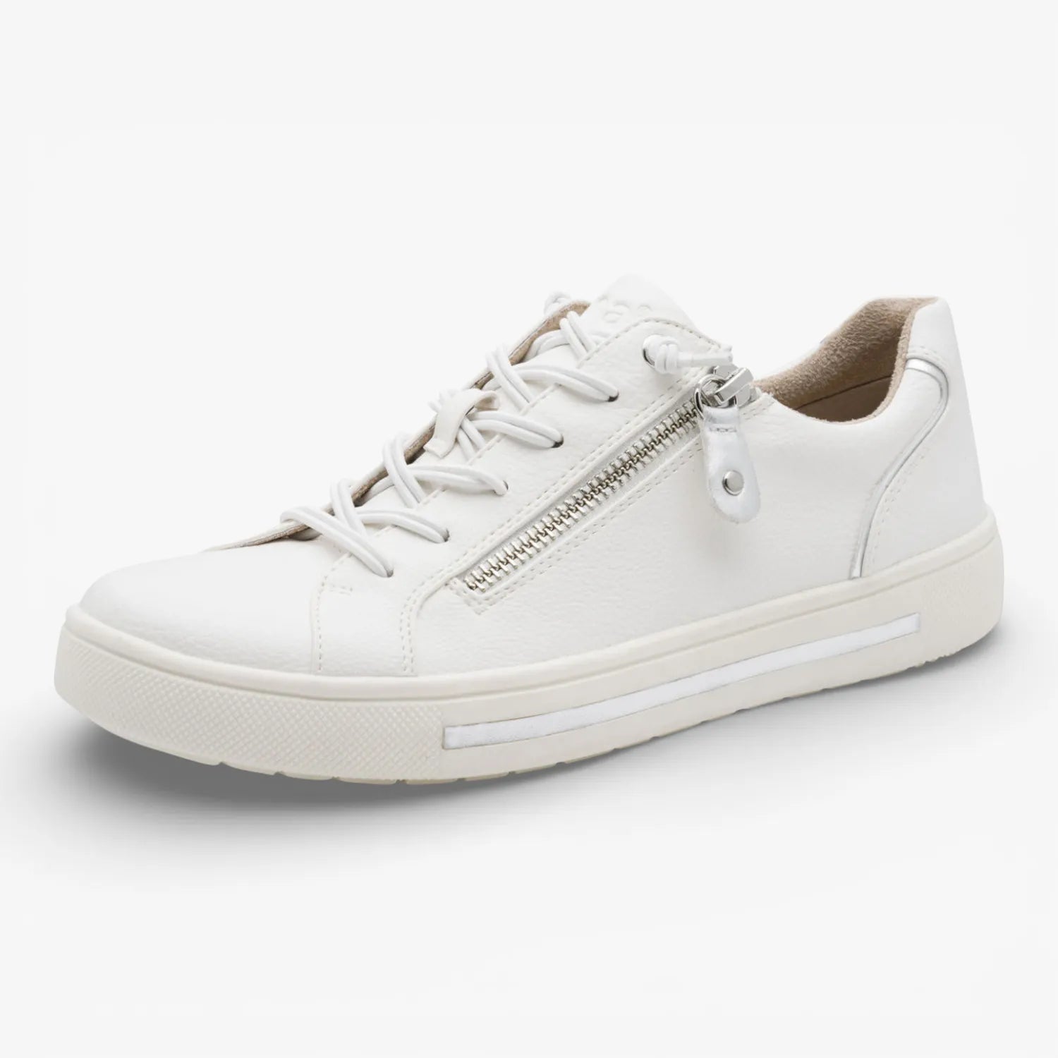 Jana Softline White/Silver Bungee-Lace Trainers (Wide Fit H, Vegan) – 8-23660-42 191