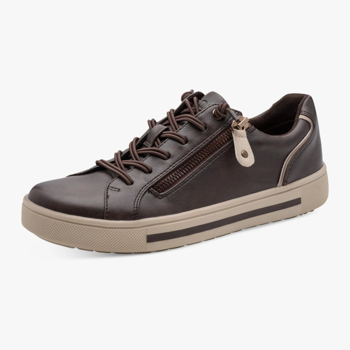 Jana Softline Mocca Brown Wide Fit Trainer with Zip