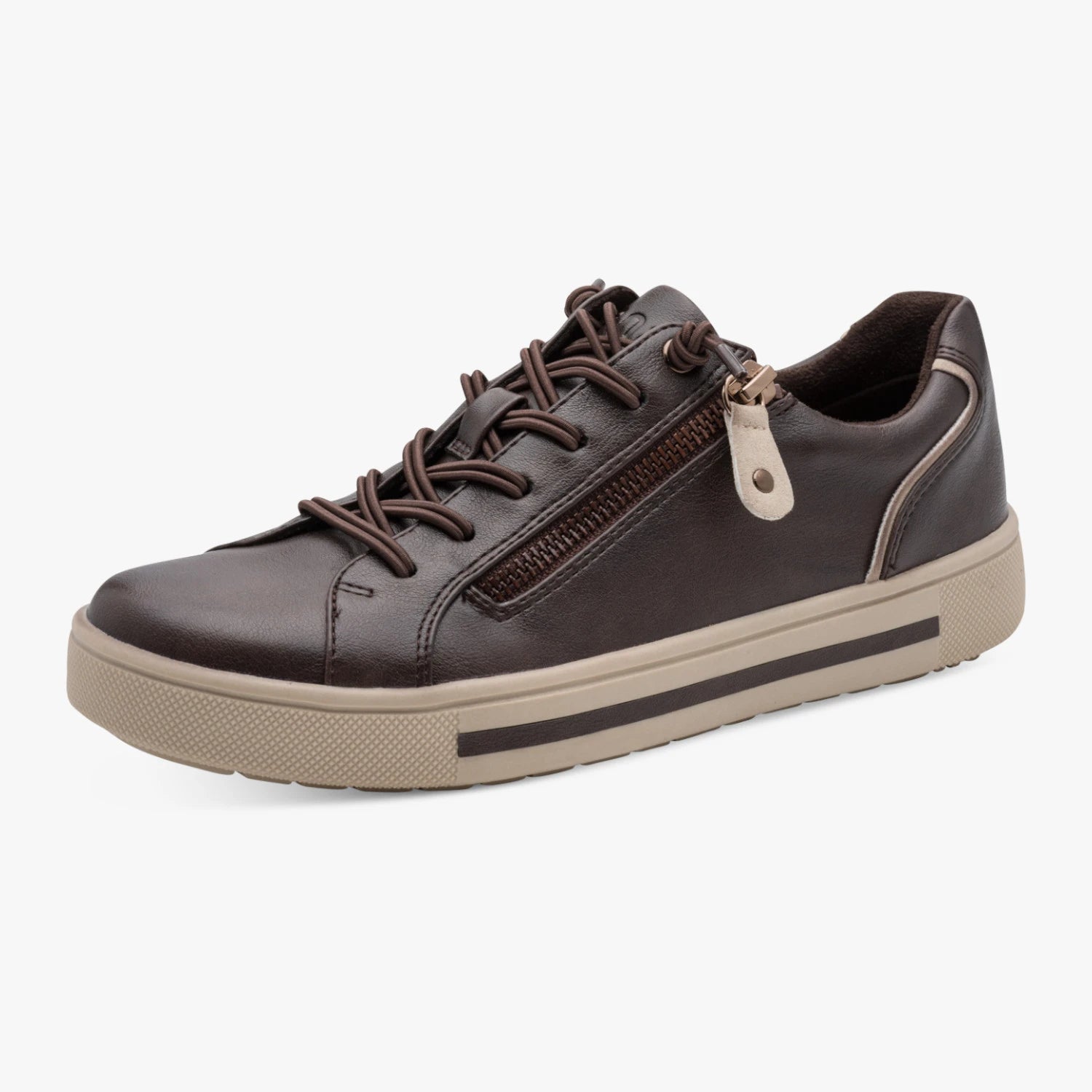 Jana Softline Mocca Brown Wide Fit Trainer with Zip