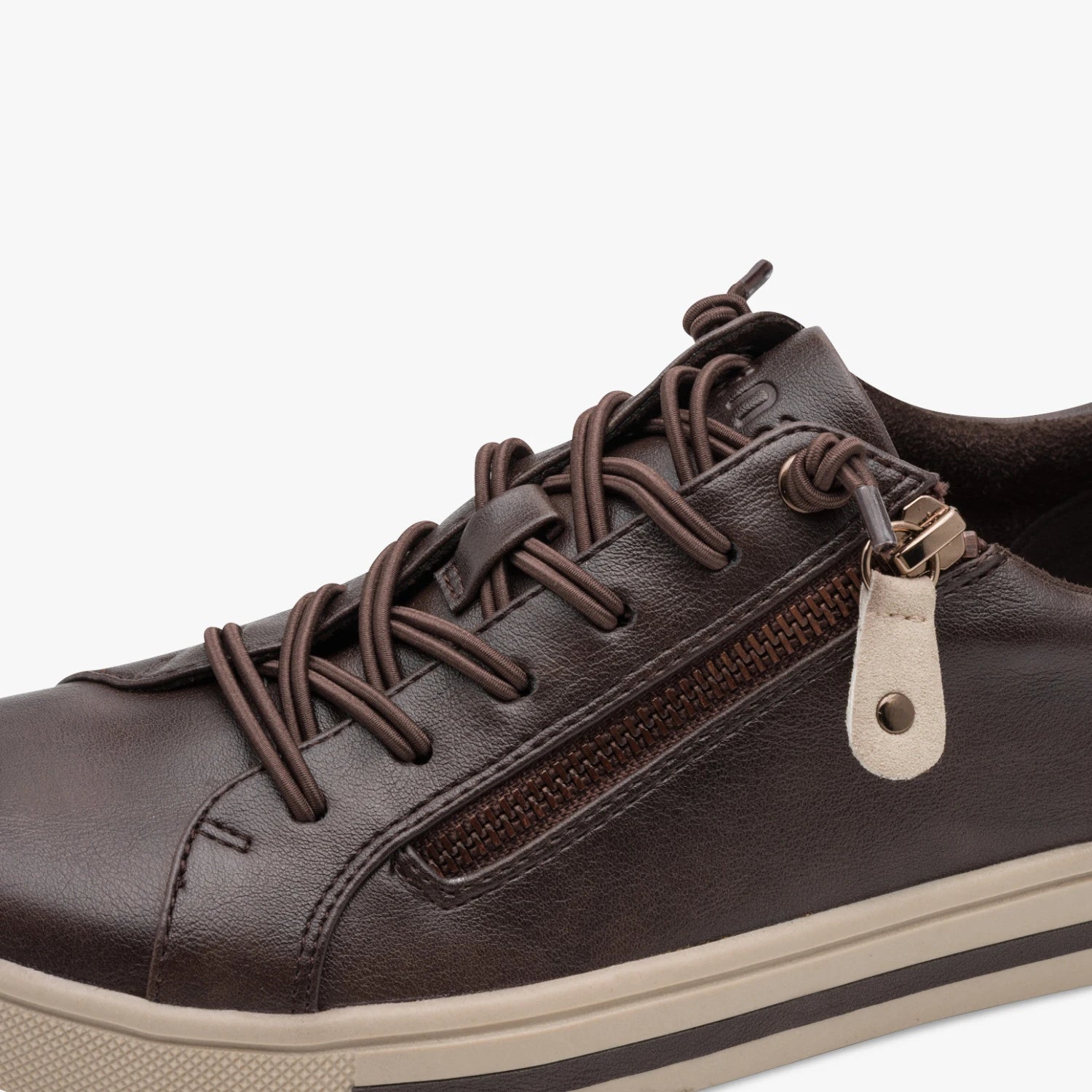 Jana Softline Mocca Brown Wide Fit Trainer with Zip