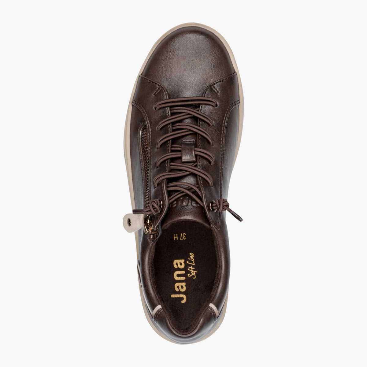Jana Softline Mocca Brown Wide Fit Trainer with Zip
