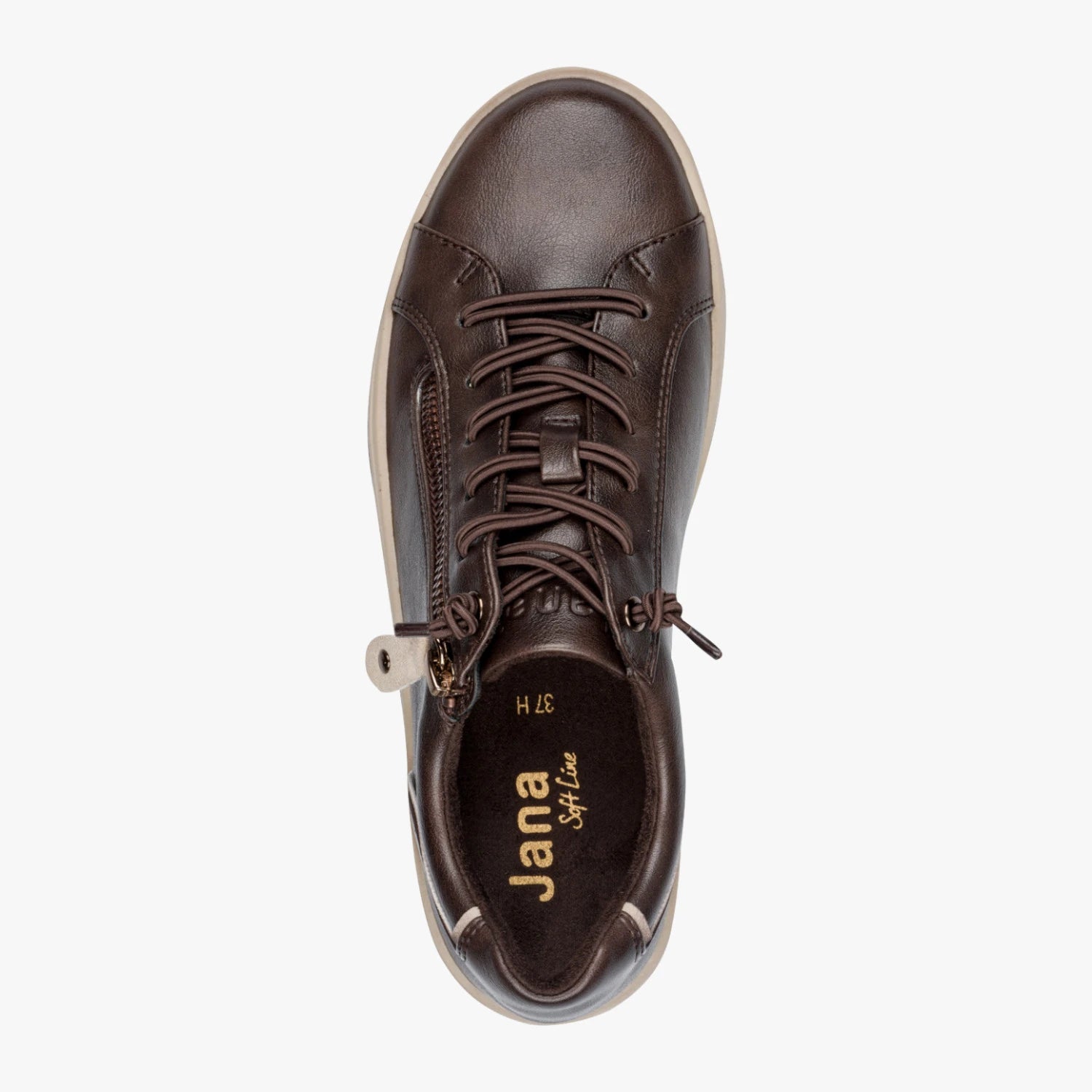 Jana Softline Mocca Brown Wide Fit Trainer with Zip