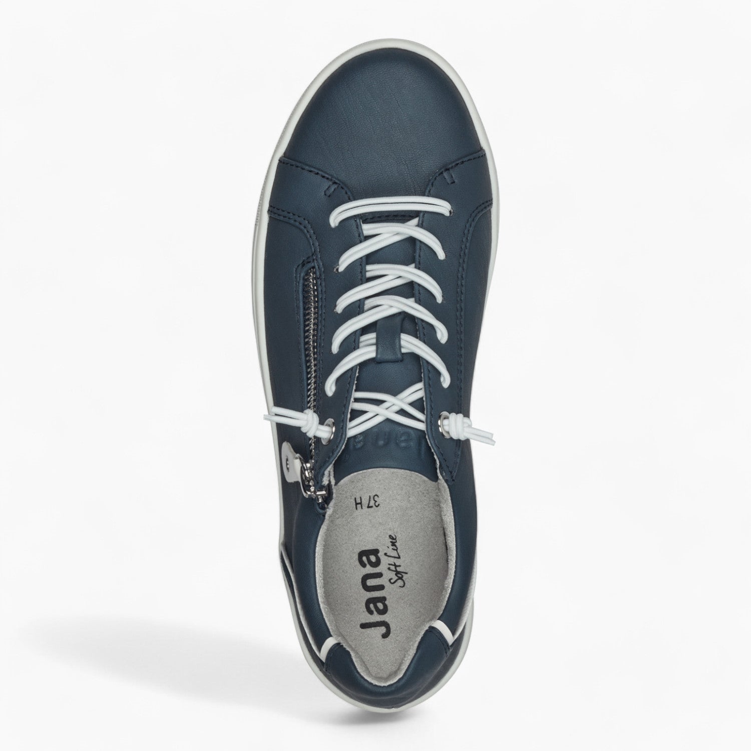 Jana Softline Navy Runner – Wide Fit & Silver Zipper - Leavys Shoes