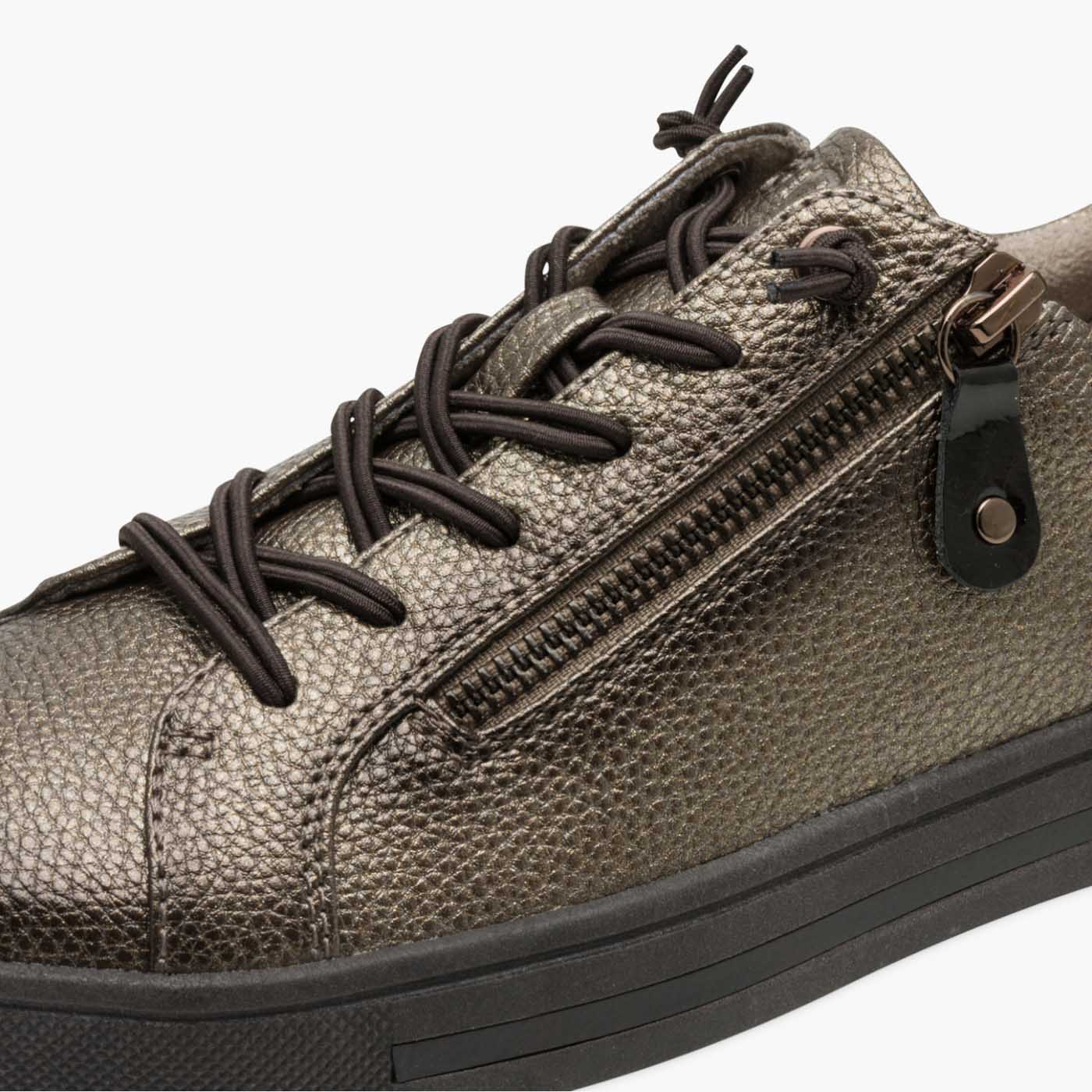 Jana Women’s Bronze Vegan Trainer with Bungee Laces & Zip - Leavys Shoes