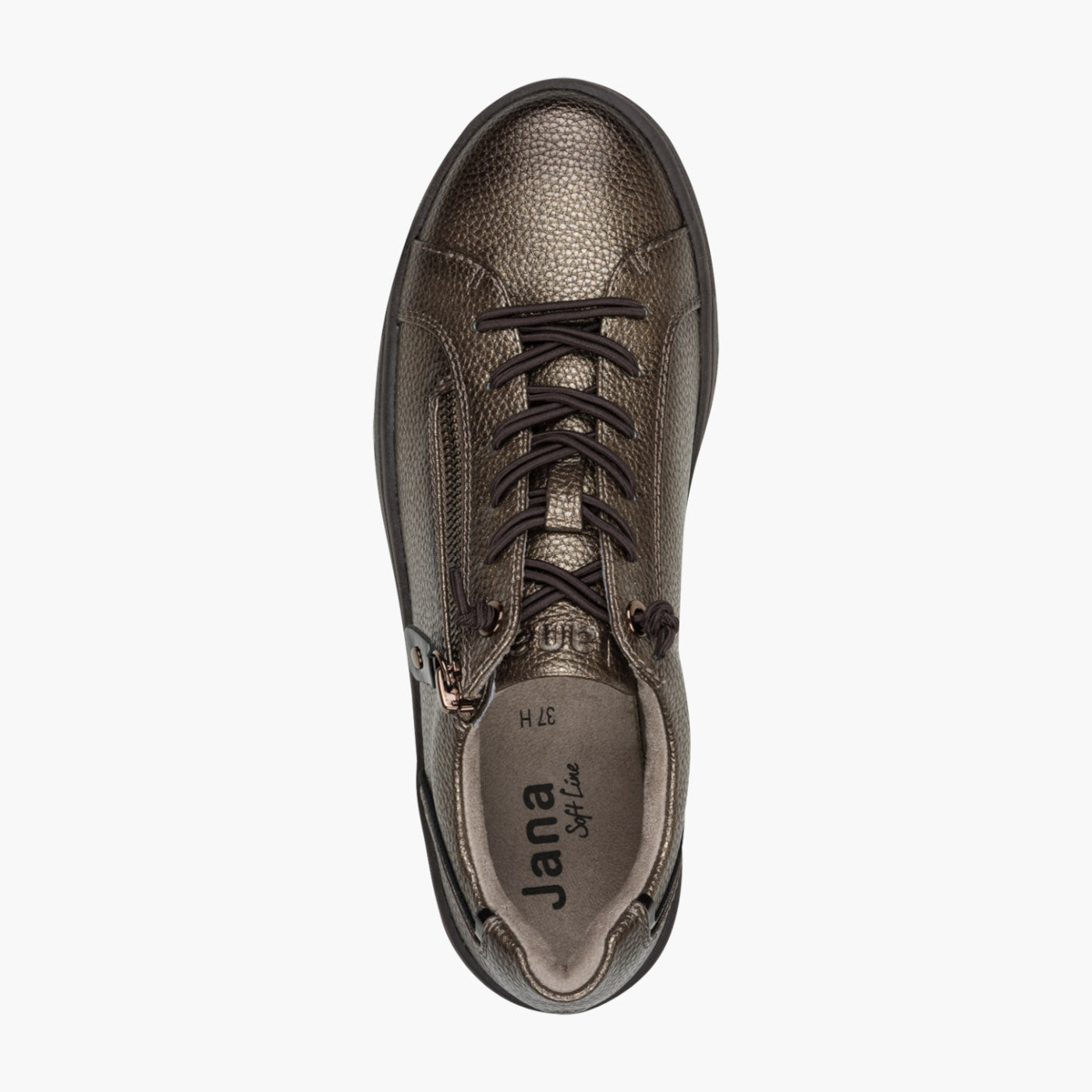 Jana Women’s Bronze Vegan Trainer with Bungee Laces & Zip - Leavys Shoes