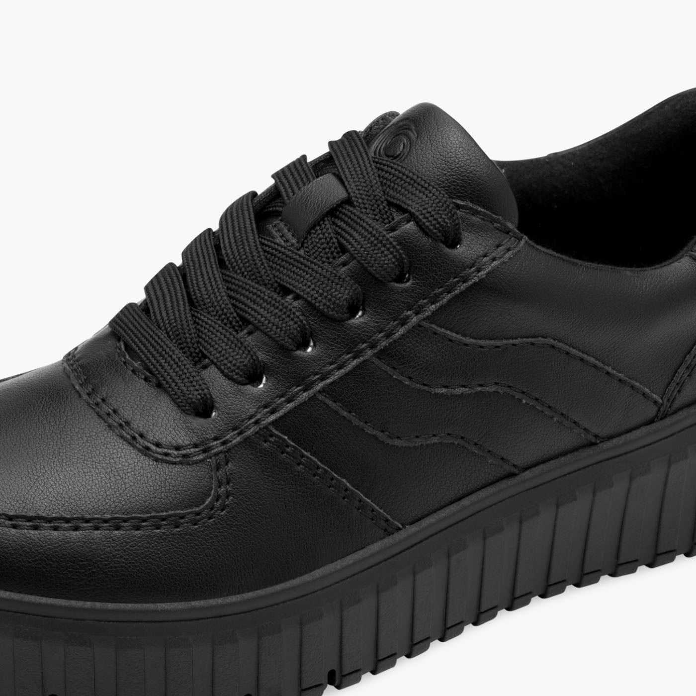 Jana Women's Black Vegan Trainer with Chunky Sole - Leavys Shoes