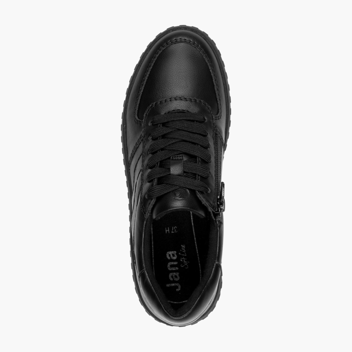 Jana Women's Black Vegan Trainer with Chunky Sole - Leavys Shoes