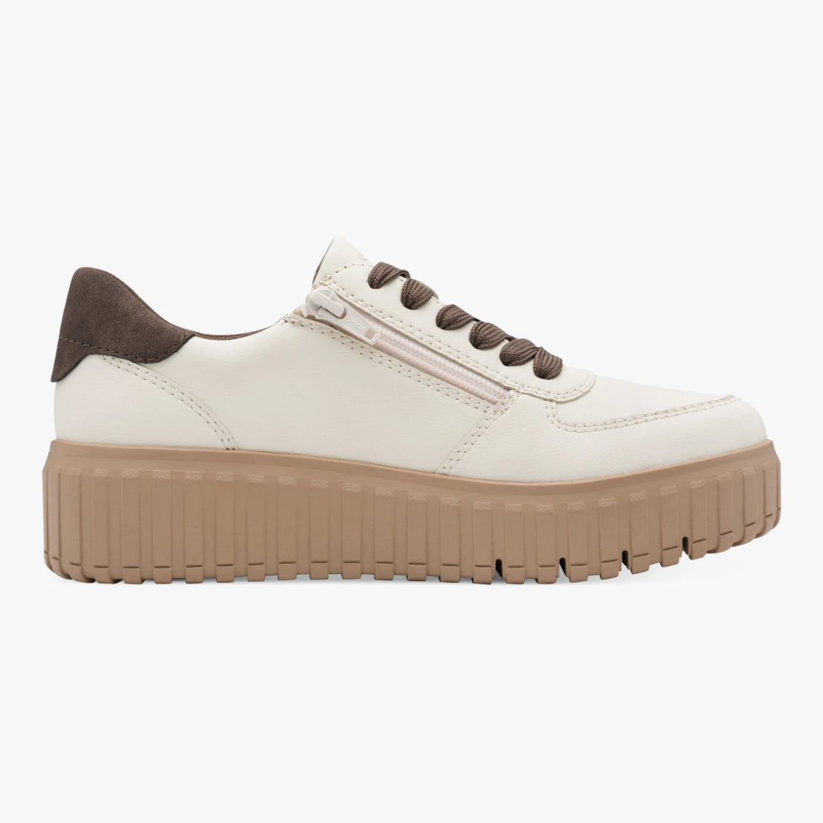Jana Softline Beige Mocha Wide Fit Platform Trainers