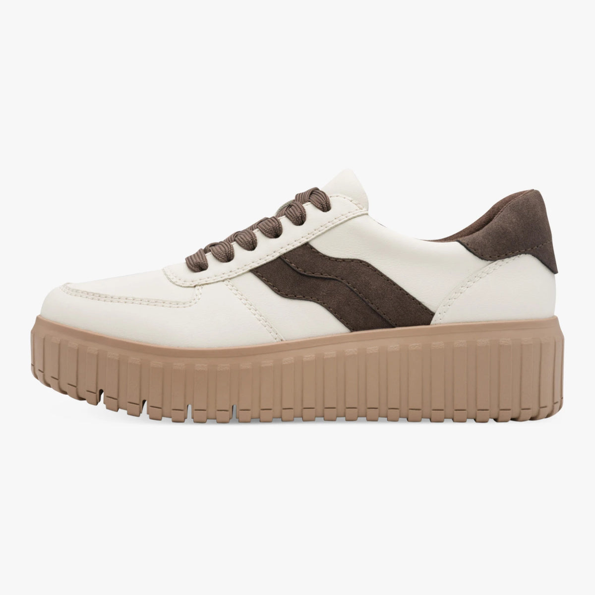 Jana Softline Beige Mocha Wide Fit Platform Trainers