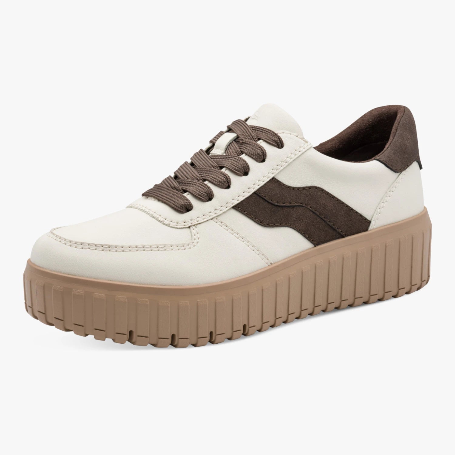Jana Softline Beige Mocha Wide Fit Platform Trainers