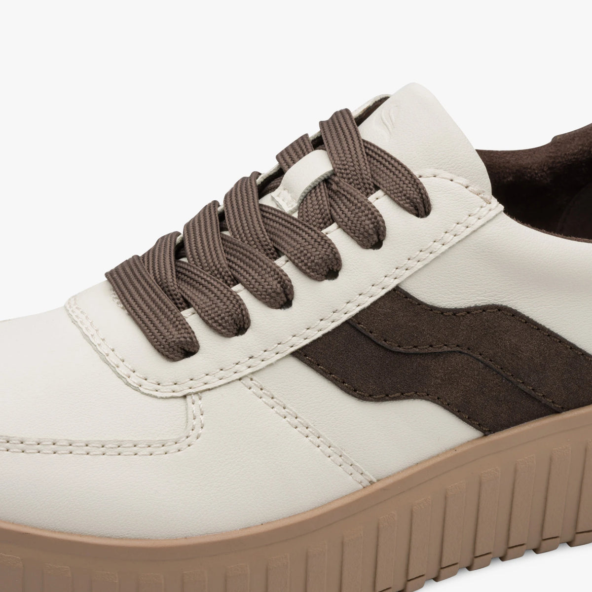 Jana Softline Beige Mocha Wide Fit Platform Trainers