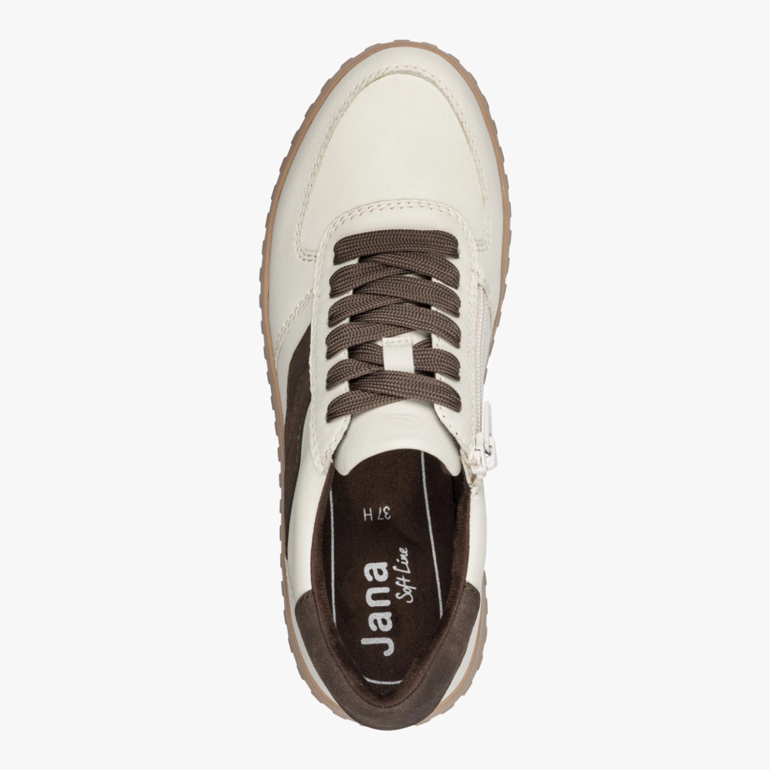 Jana Softline Beige Mocha Wide Fit Platform Trainers