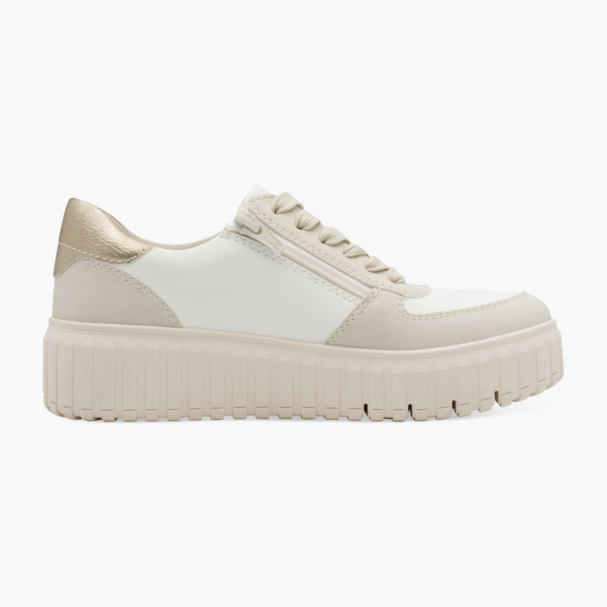 Jana Women’s Off-White Vegan Trainer with Gold Detail - Leavys Shoes