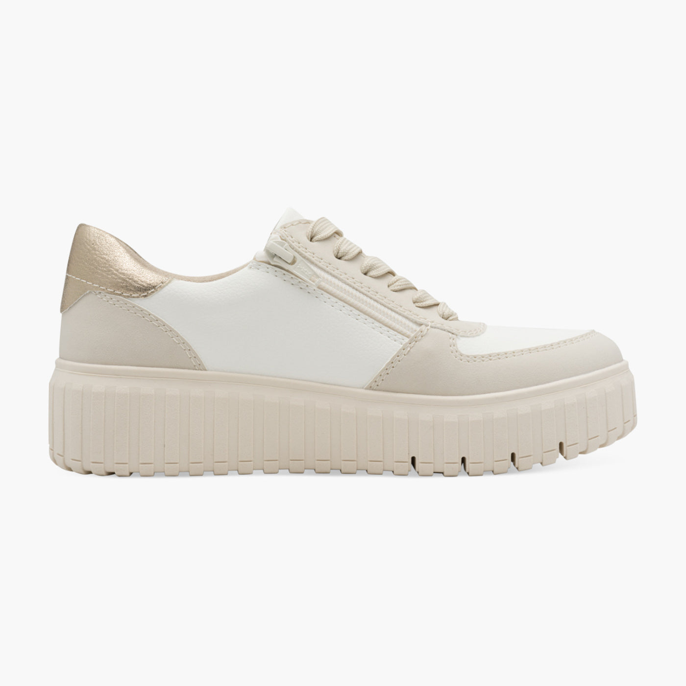 Jana Women’s Off-White Vegan Trainer with Gold Detail - Leavys Shoes